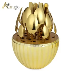 24pcs Steel Gold Coated Cutlery Set