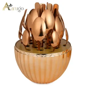 24pcs Steel Rose gold Oval Cutlery Set