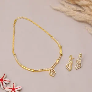 Gold Plated Classic Medley Drop Jewellery Set with American Dimond