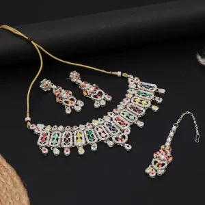 Gold Plated Kundan & Banded Jewellery Set
