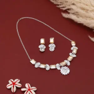Alloy Rhodium AD Rose gold Jewellery Set
