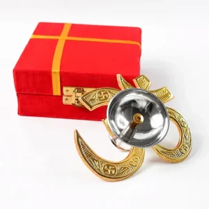 Brass Om Shape Pooja Diya with Velvet Gift Box